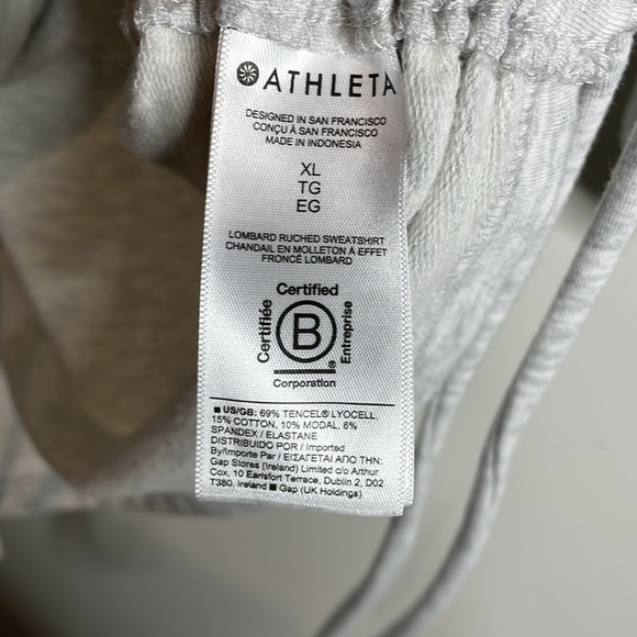 Athleta | Lombard Grey Soft Ruched Side & Cuff Sweatshirt Tie Sides Size XL - Picture 5 of 7